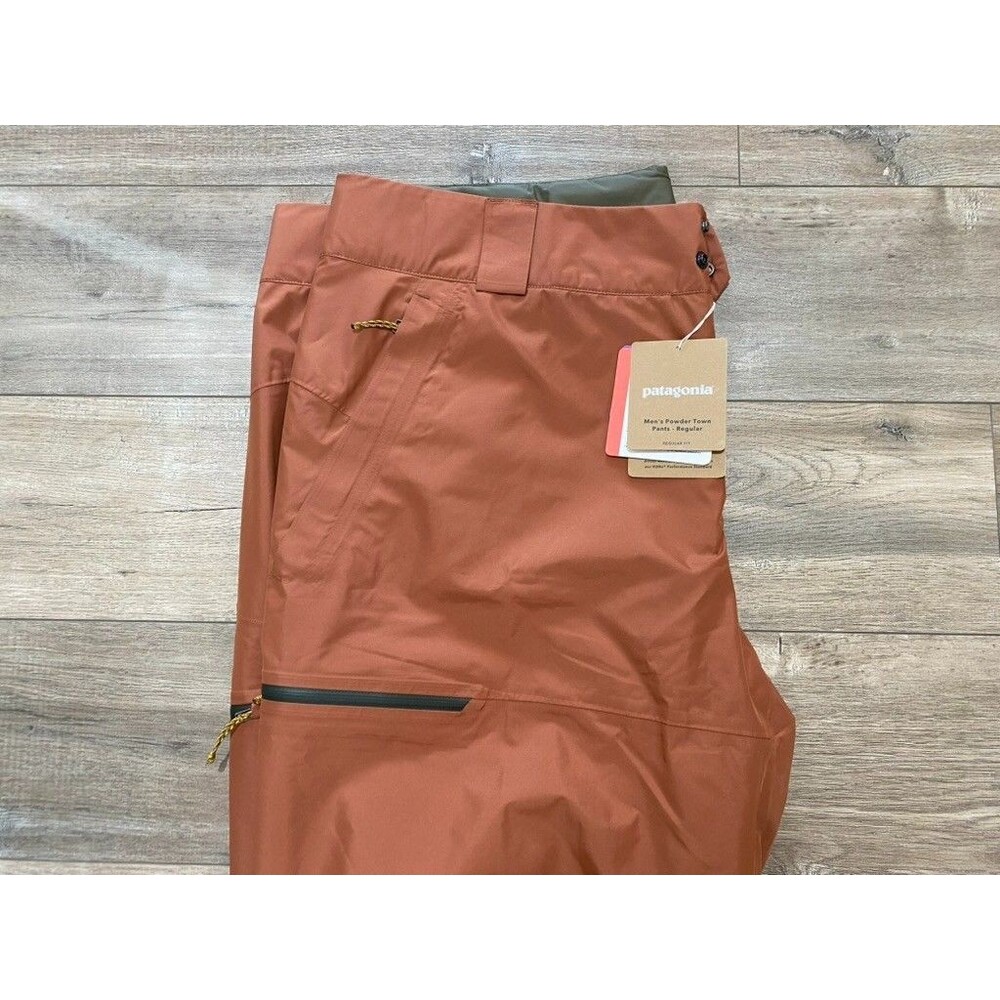 Patagonia Powder Town Pants Mens XXL REG RECCO Sienna Brown Ski Snowboard - Picture 2 of 13